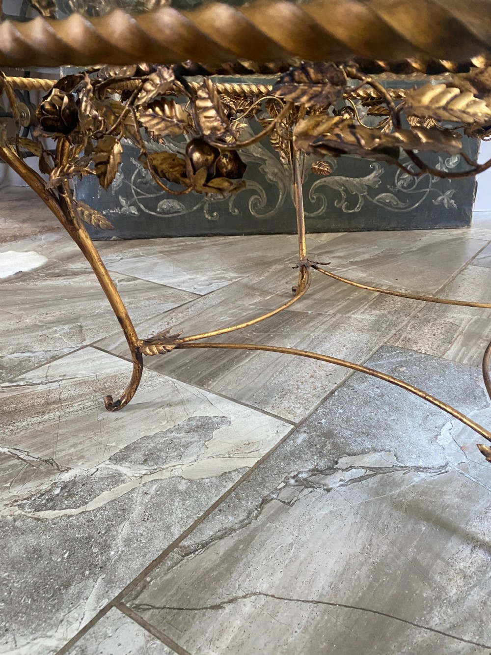 RARE Antique Large French Gilt Coffee Table View IX