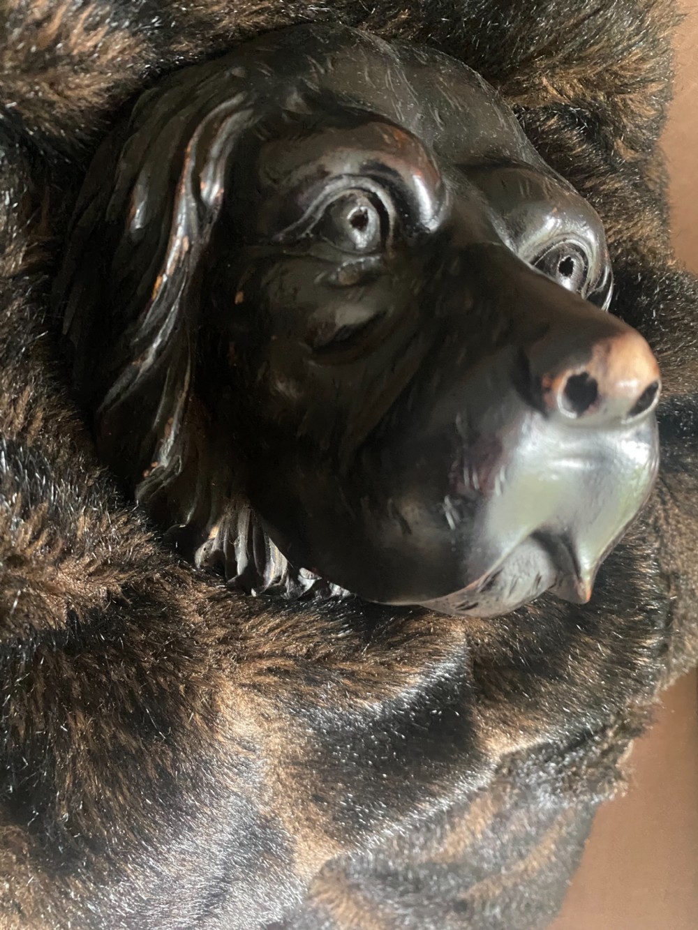 19th Century Carved Walnut DOG's head  View II