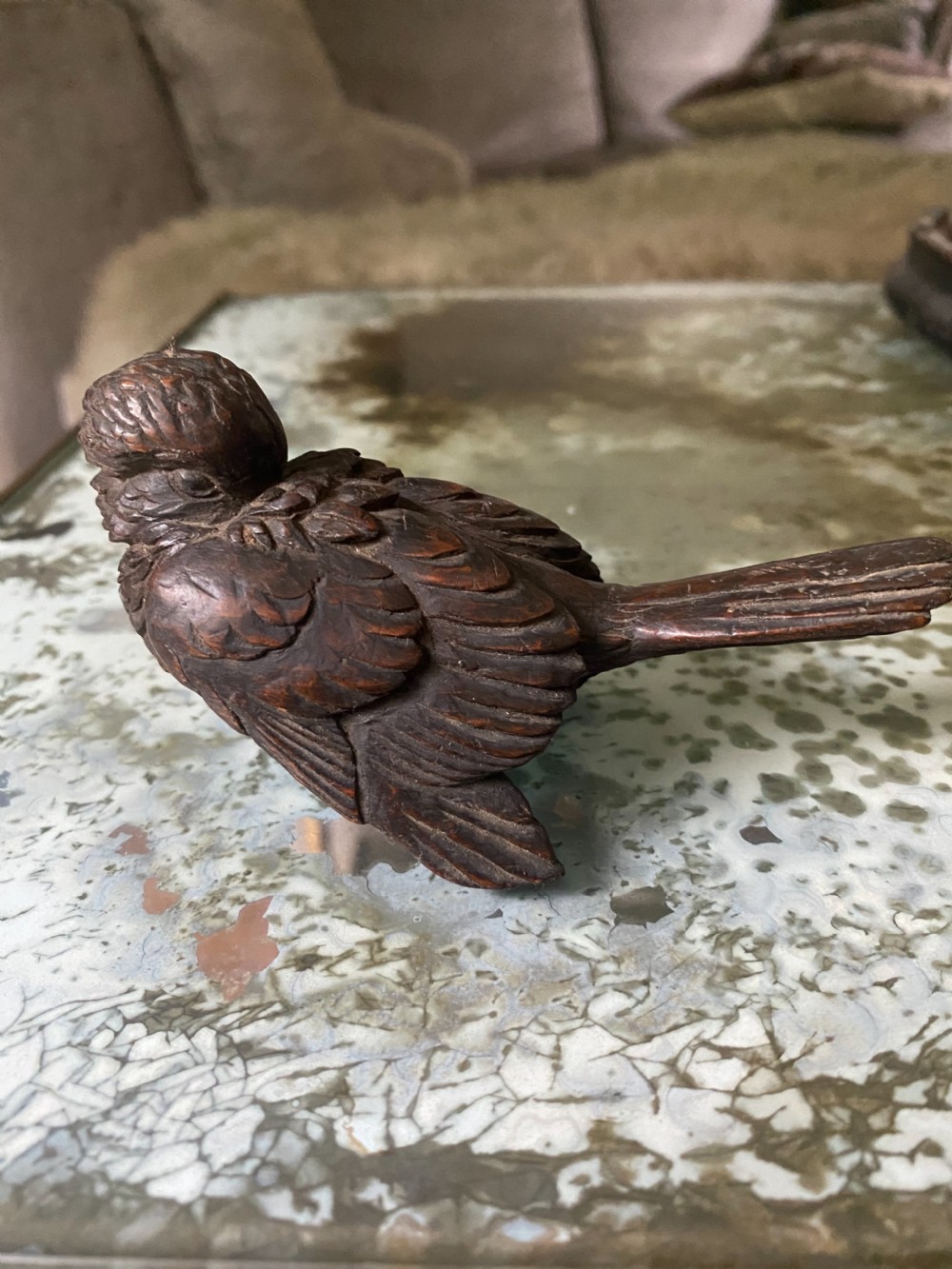 19th Century Carved Oak Sleeping Bird