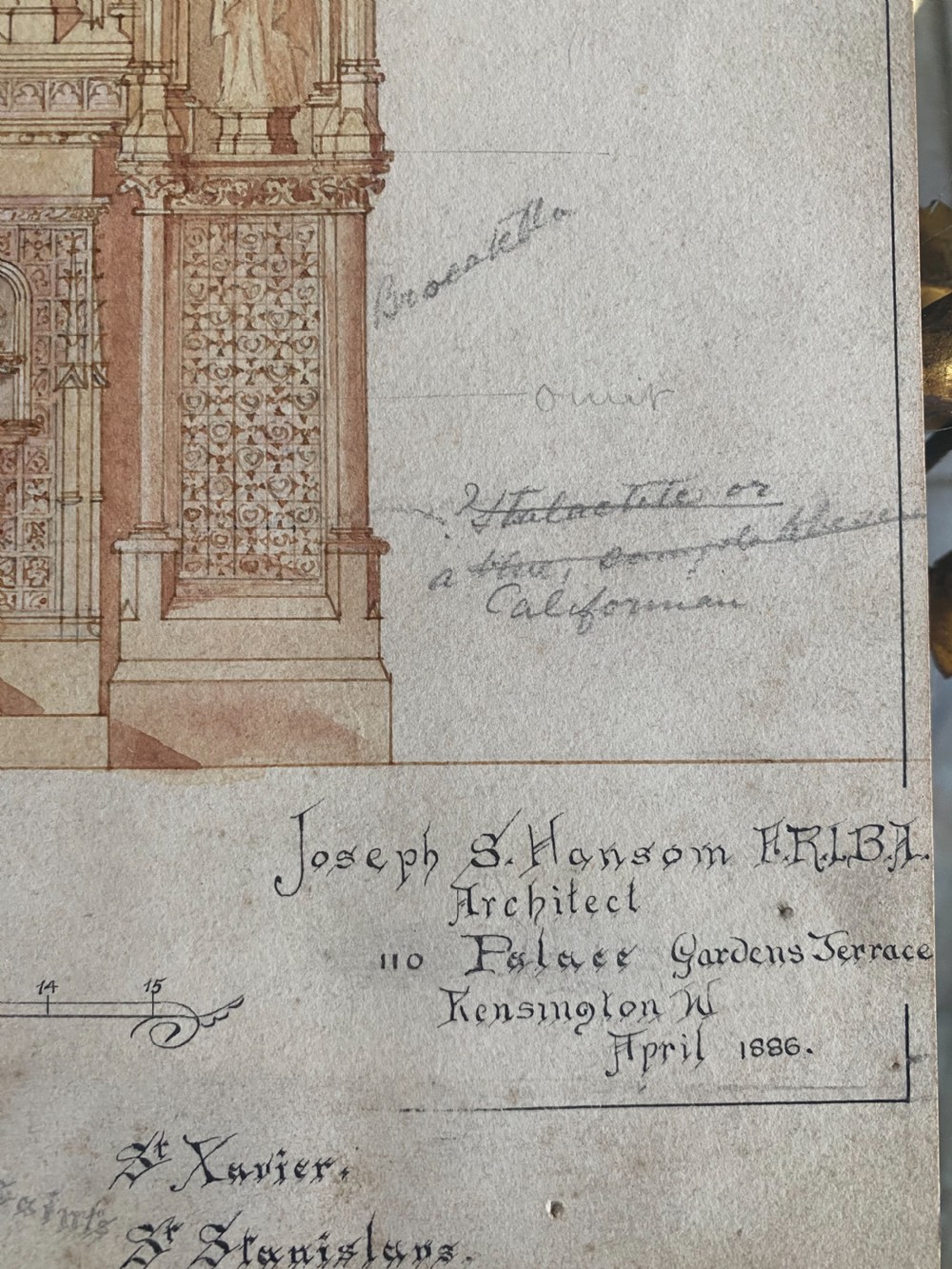 19th Century Gothic Altar Watercolour & Drawing Pugin J HANSOM View II