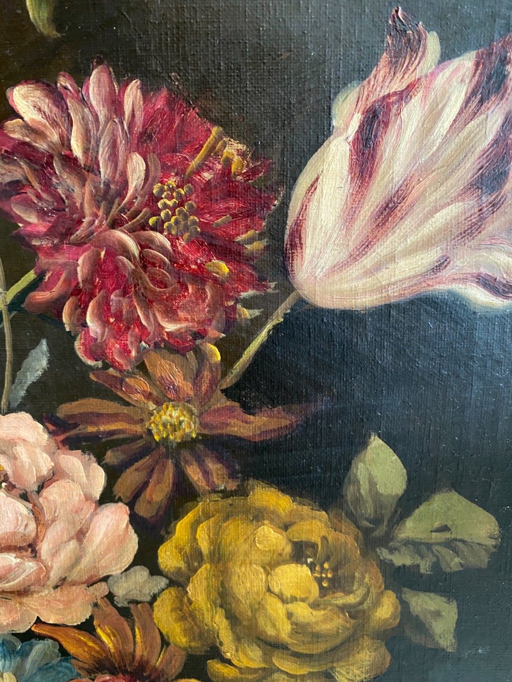 19th Century Still Life Oil Painting Flowers and Butterflies View IV