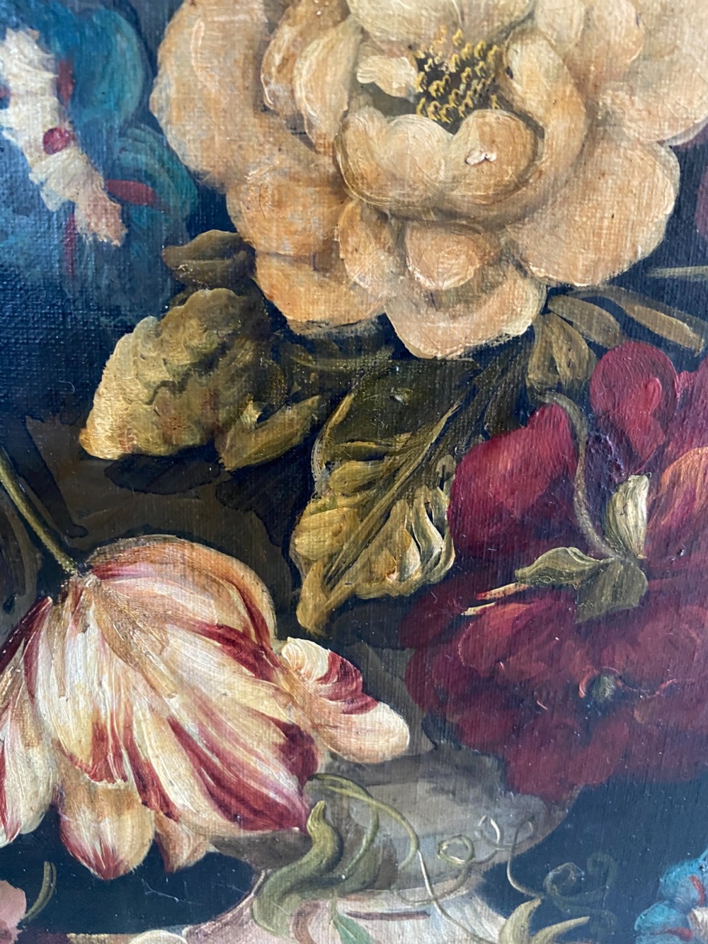 19th Century Still Life Oil Painting Flowers and Butterflies View V