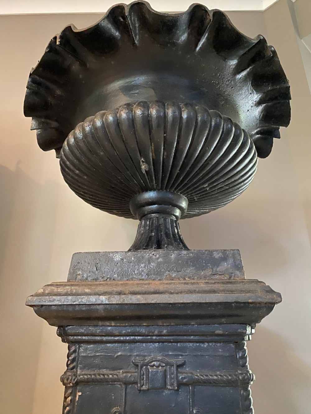 HUGE 19th Century Cast Iron Urn on Plinth  View VI