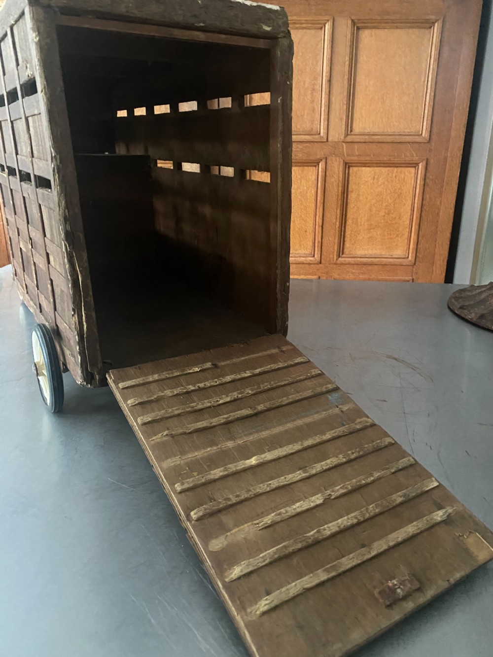 Antique Carved Wooden Scratch built Horse Wagon  View II