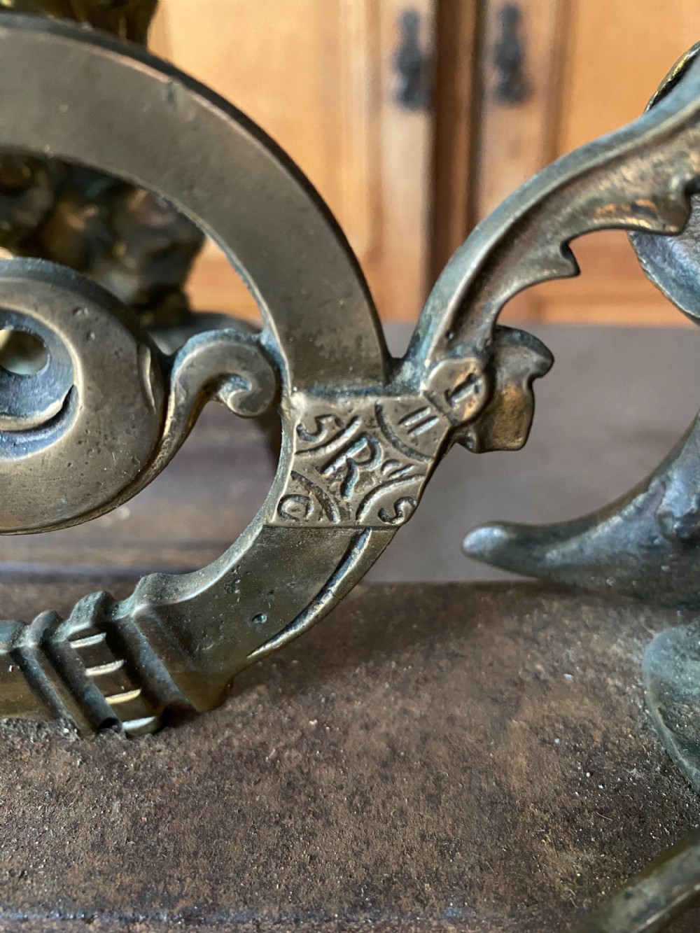 Victorian Antique Bronze Satyr Andirons Hallmarked View IV