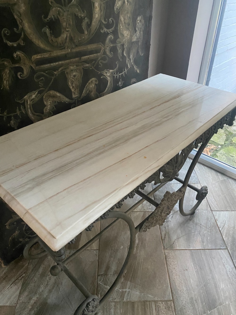 Antique French Patisserie Table with a Marble Top View III