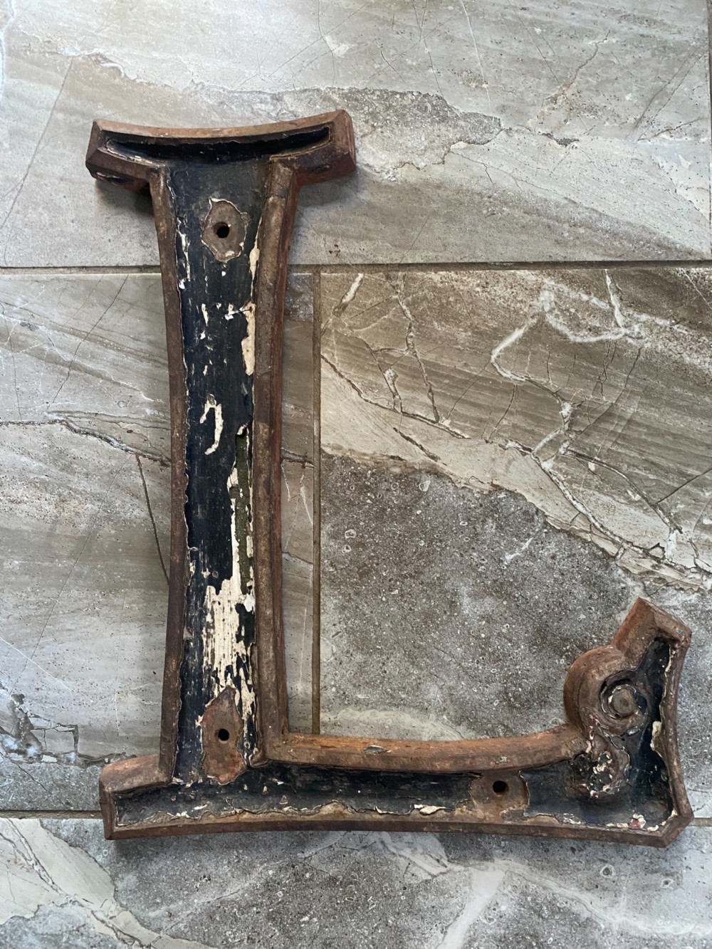 Large Art Nouveau Cast Iron Letter L 