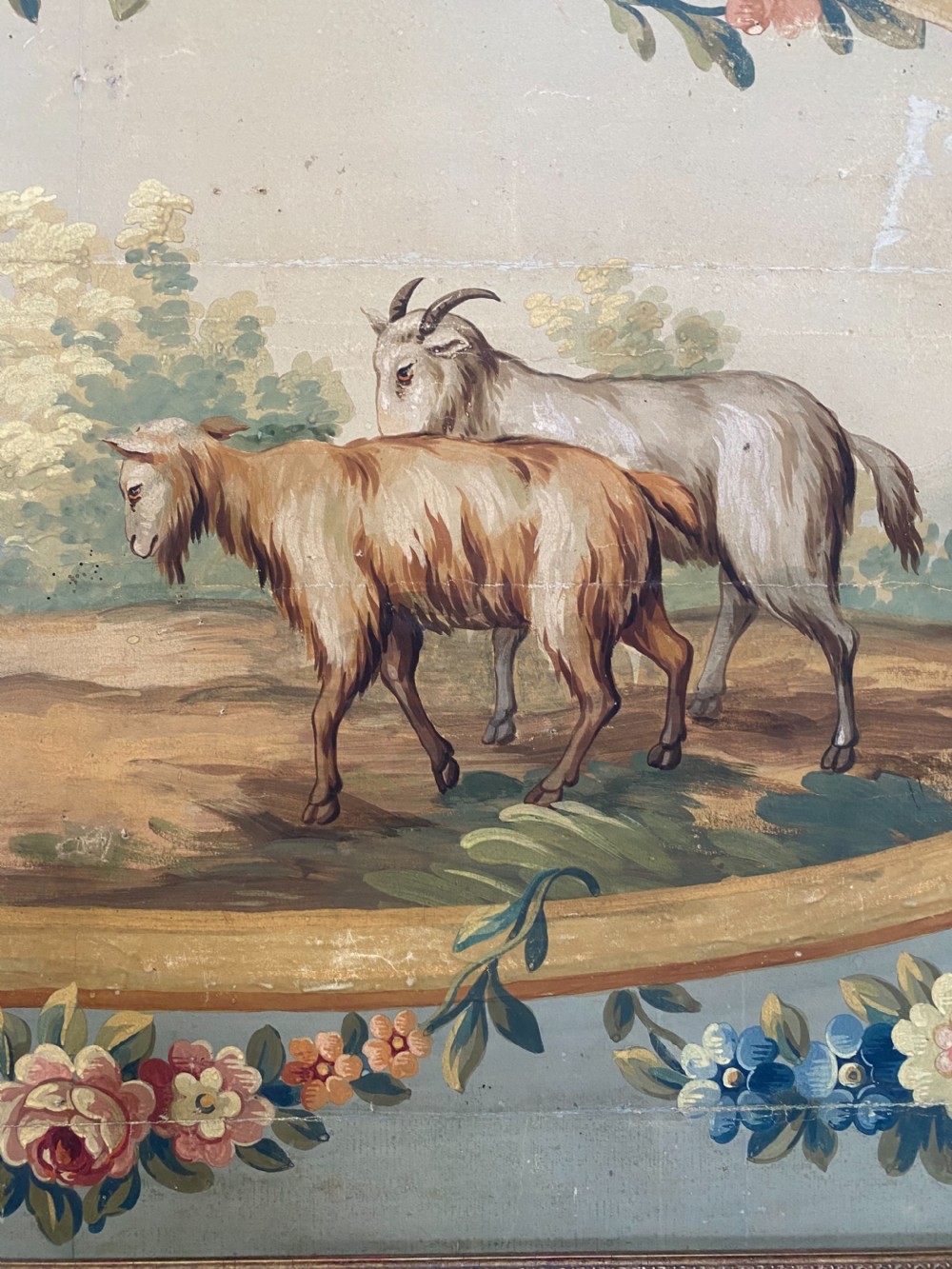19th Century Large Aubusson Tapestry Cartoon Gouache Painting. View III