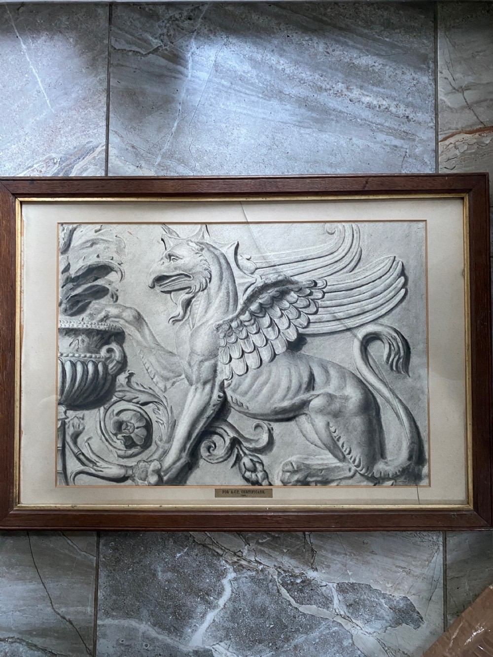 19th Century Architectural Drawing Painting Griffin Forum of Trajan