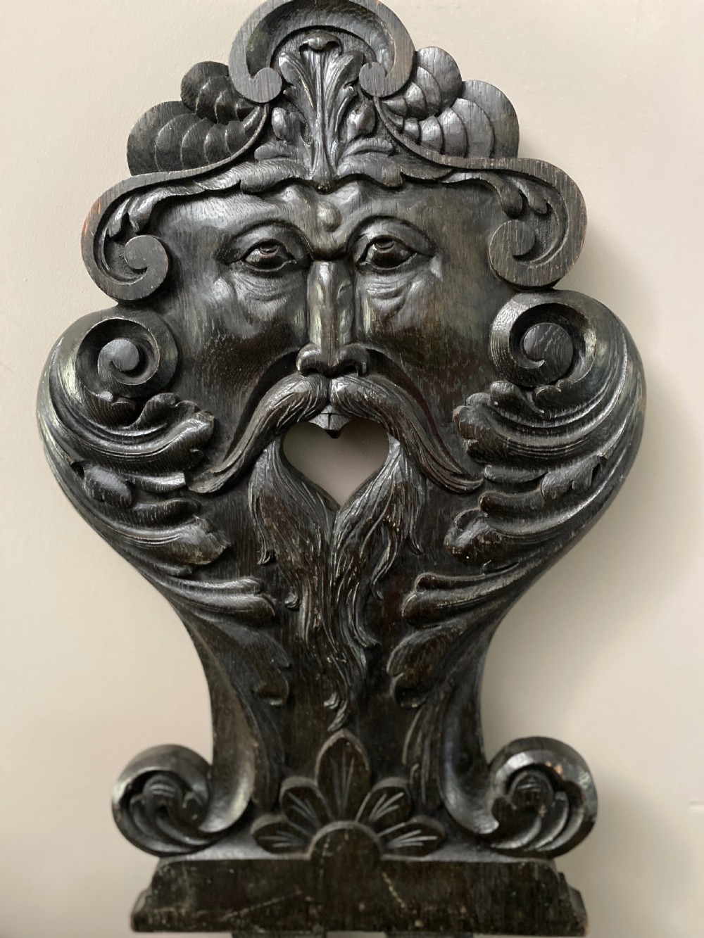 19th Century Carved Oak Panel of a Green Man