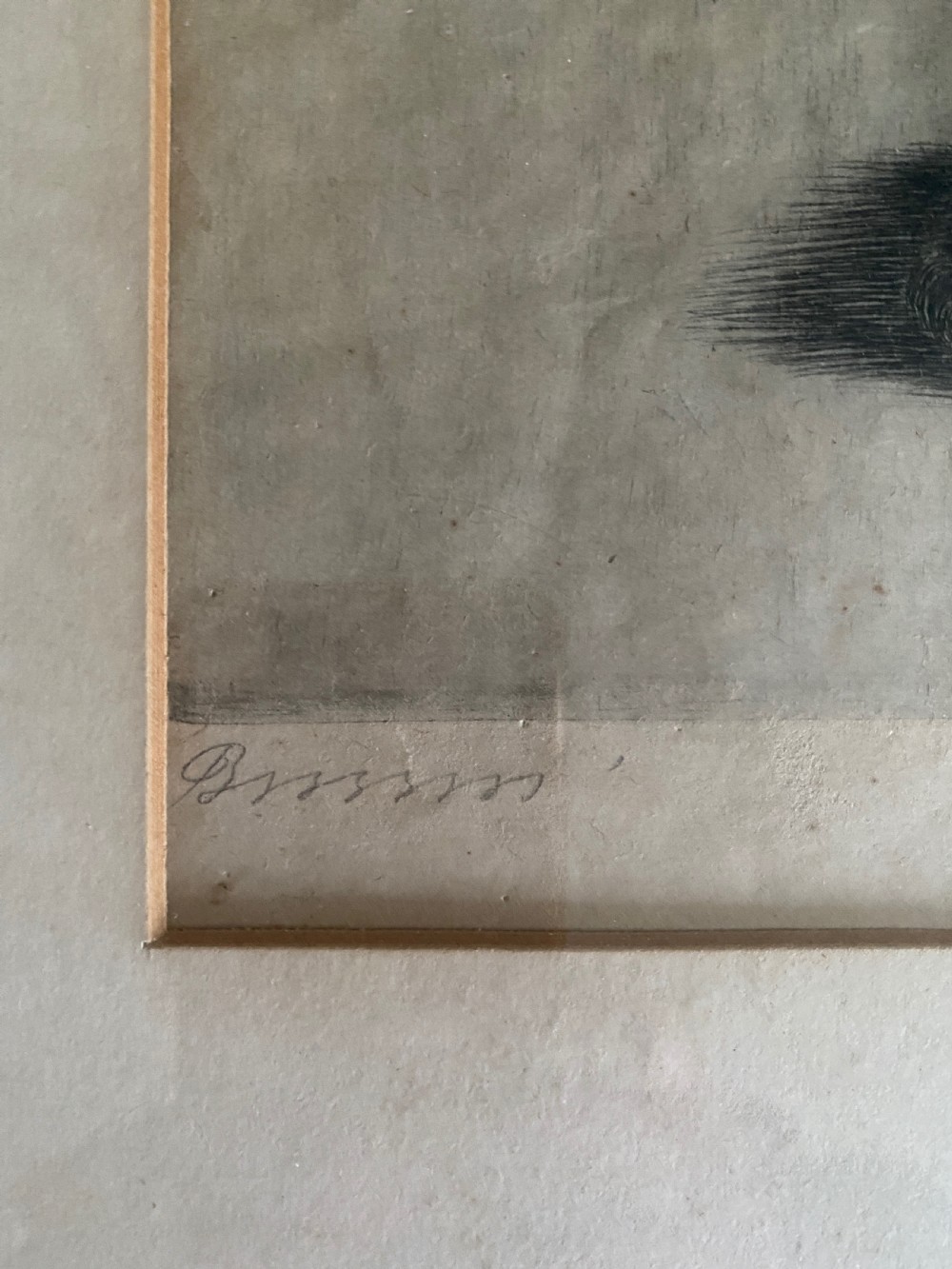 Antique Drawing of a Kitten & Bee Signed View IV