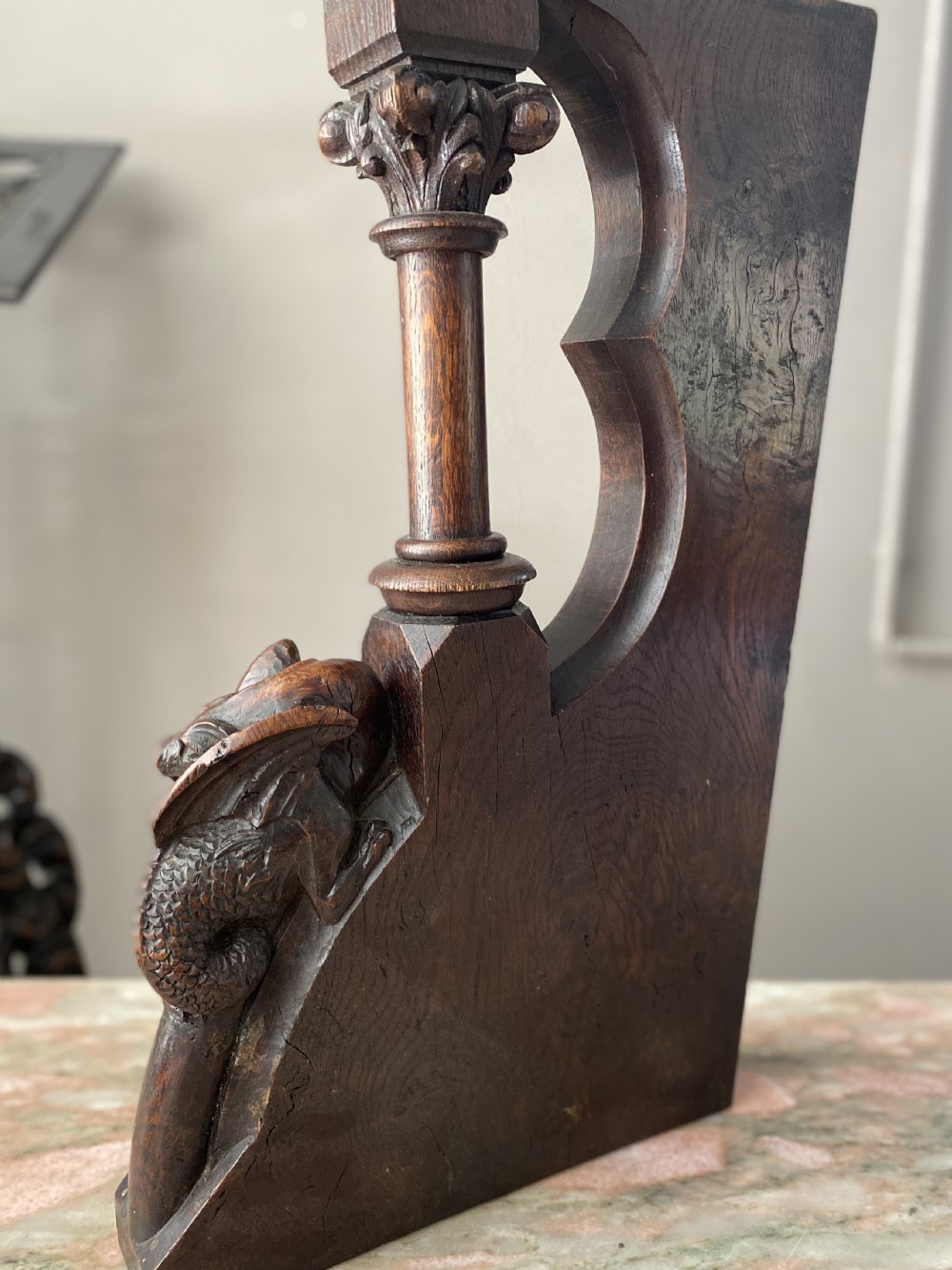 Georgian Gothic Carving of a Winged Dragon View V