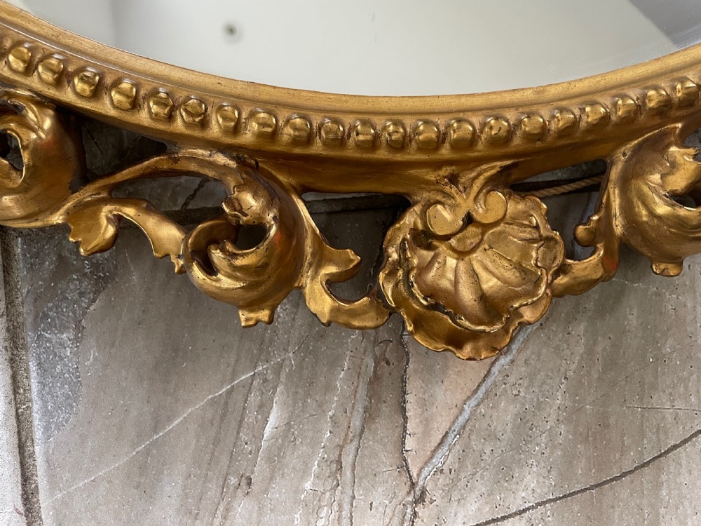 19th Century Gilt Carved Florentine Oval Mirror View II