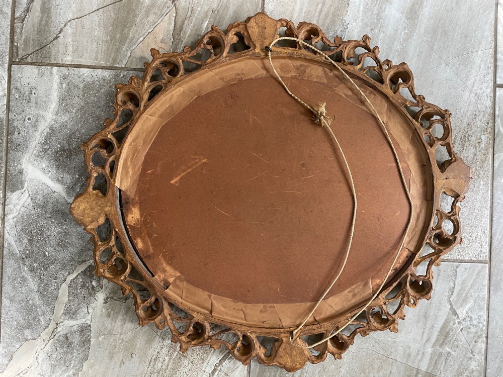 19th Century Gilt Carved Florentine Oval Mirror View III