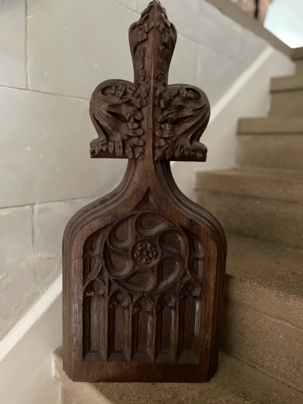 19th Century Gothic Church Pew End Panel