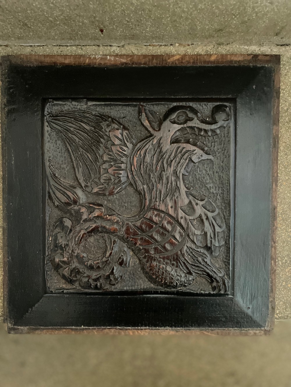 17th Century Carved Oak Seahorse Panel