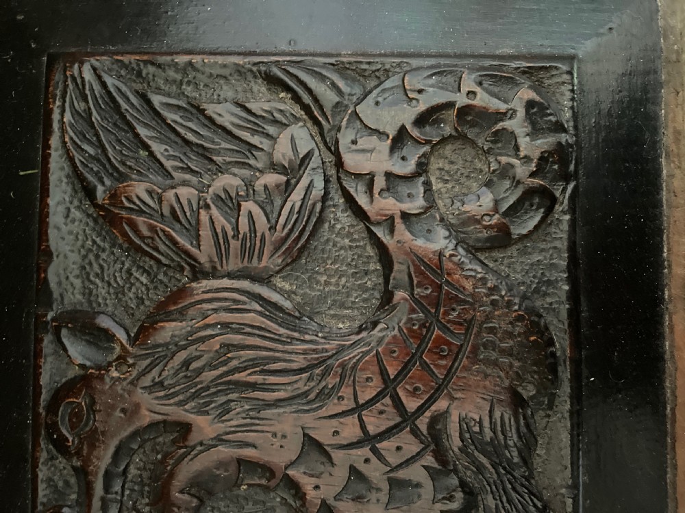 17th Century Carved Oak Winged Seahorse Panel  View II