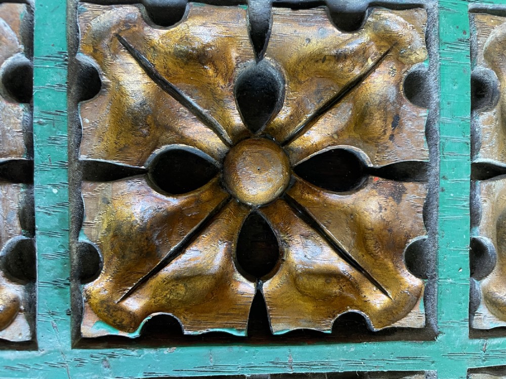 19th Century Carved Oak Tudor Roses Gothic Church Altar Gilt Panel View II