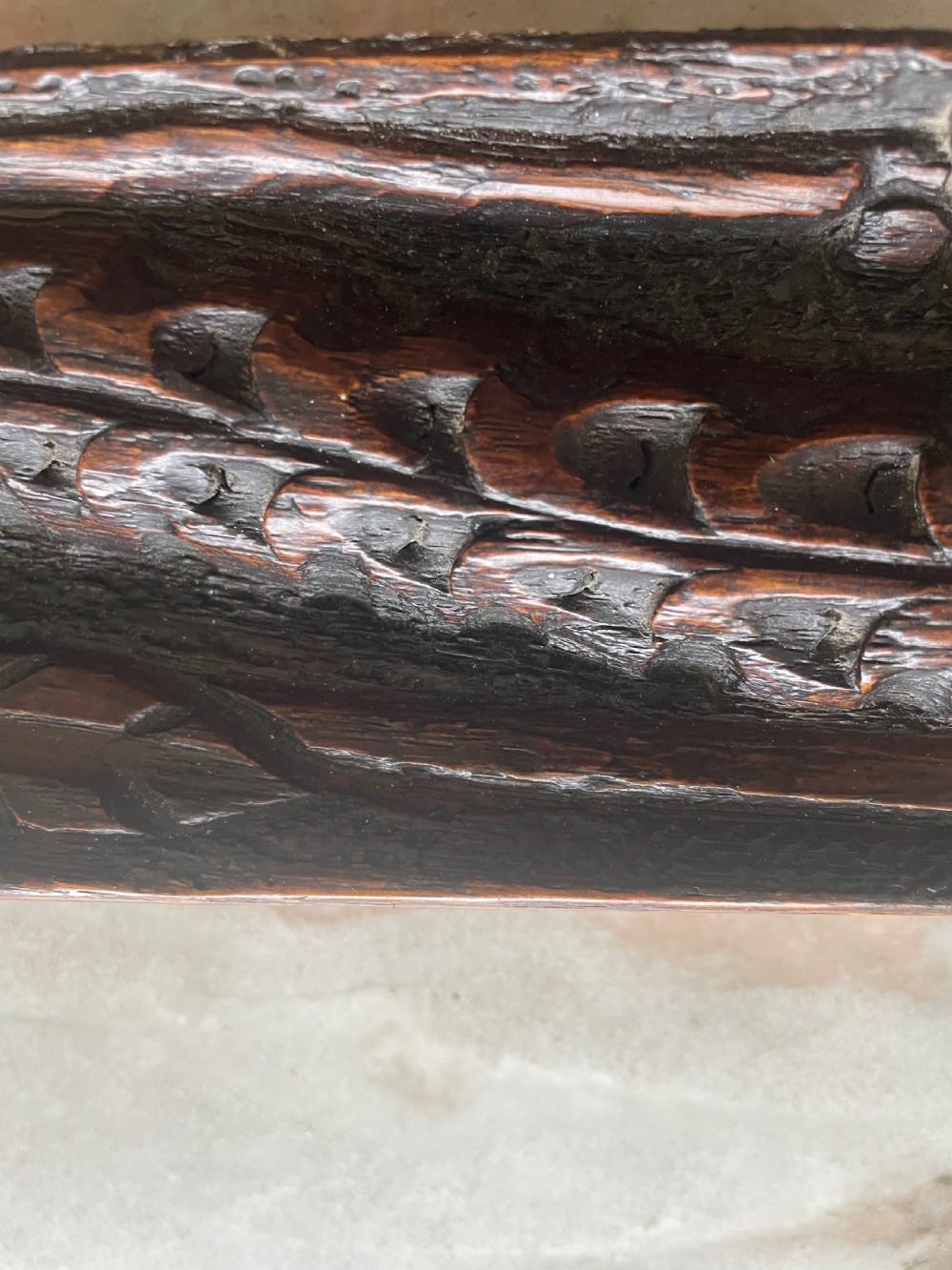 Period oak Carved Oak Panel with a Snake and Griffins View IV