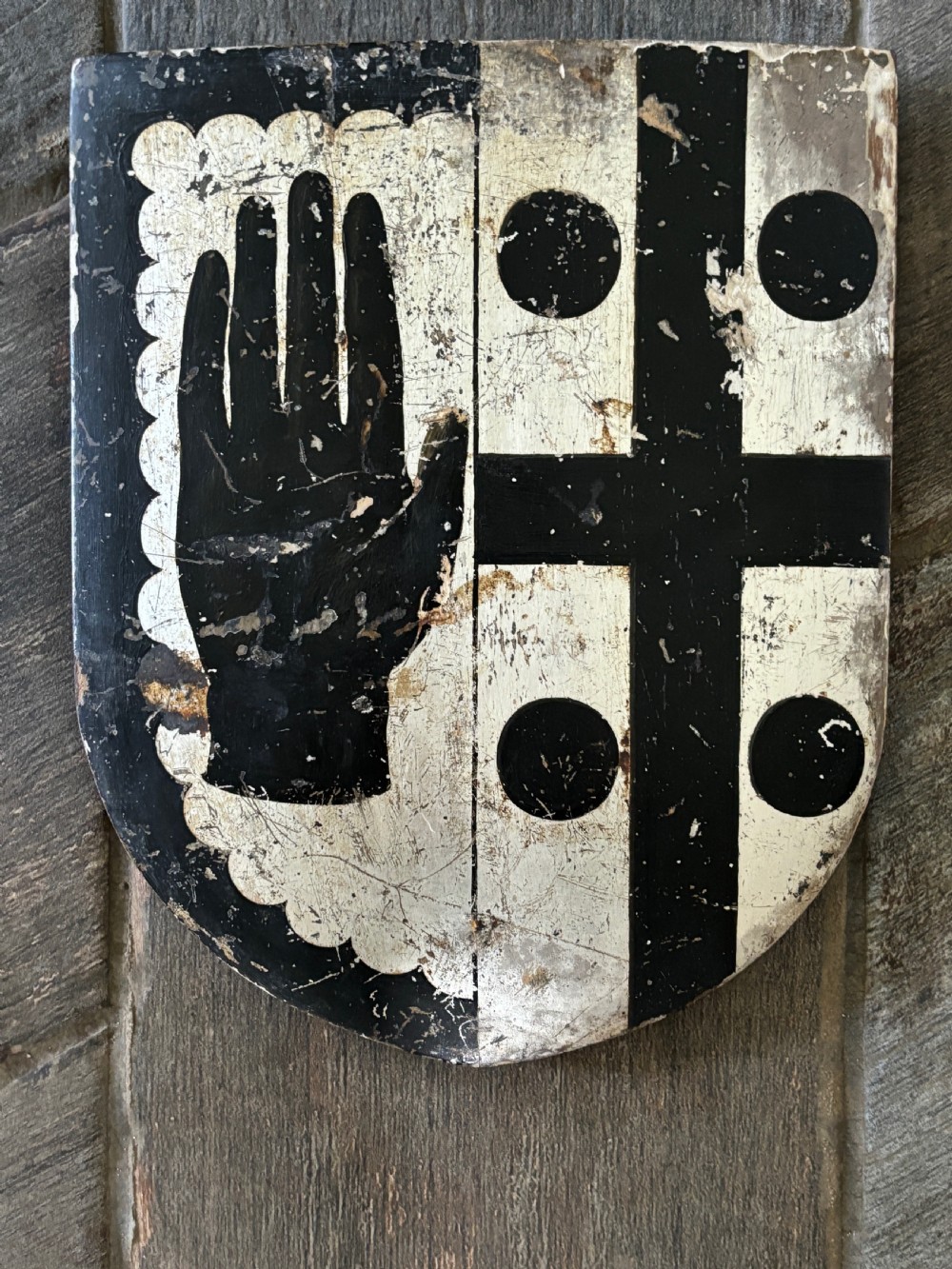 Mythical 19th Century Wooden Painted Heraldic Panel