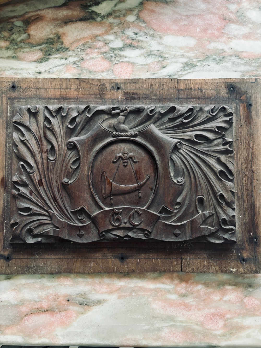 19th Century Carved Oak Hunting Panel.