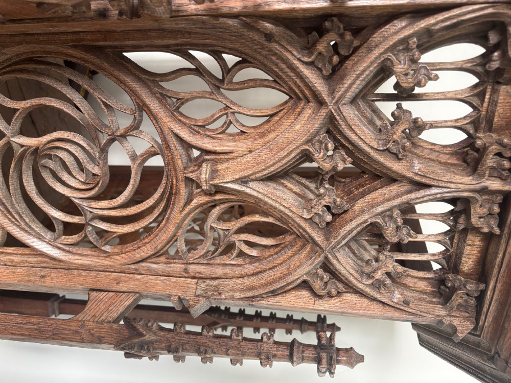 Period Oak Small Pulpit Provenance Carved Oak Cathedral Window Panels View II