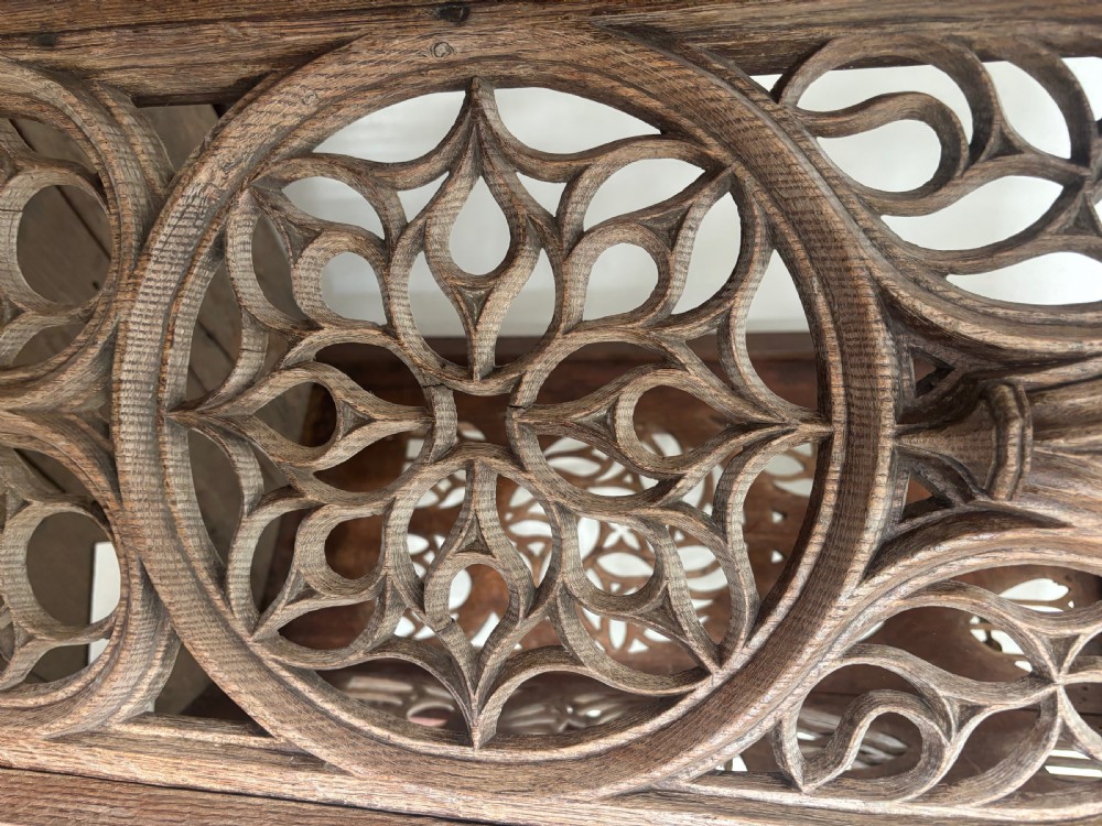 Period Oak Small Pulpit Provenance Carved Oak Cathedral Window Panels View IV