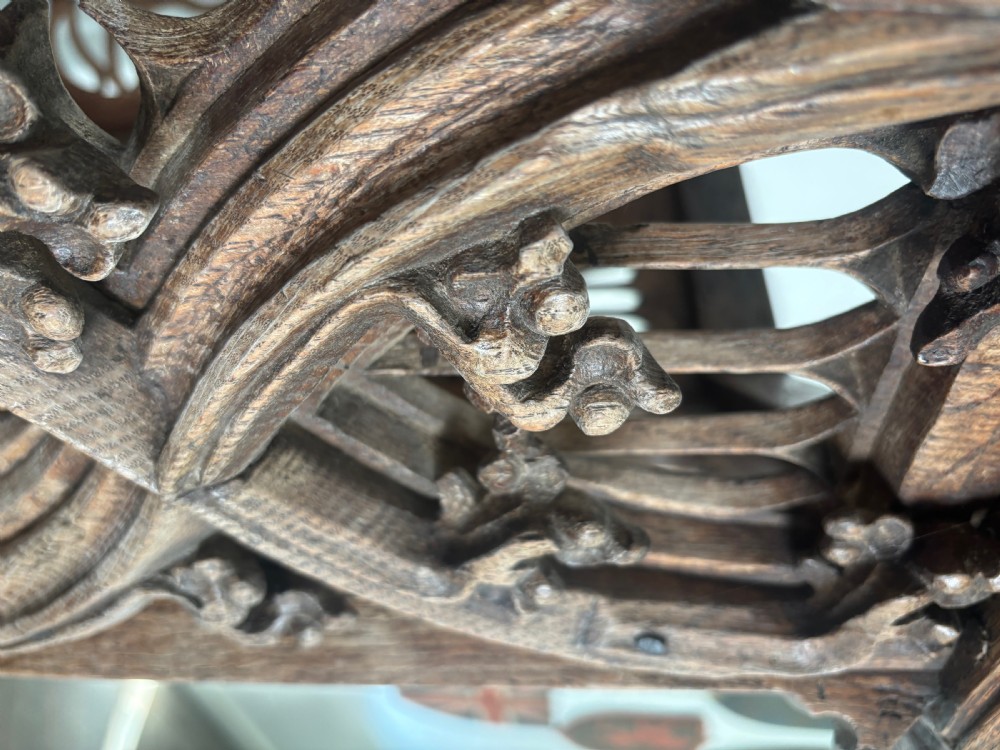 Period Oak Small Pulpit Provenance Carved Oak Cathedral Window Panels View V