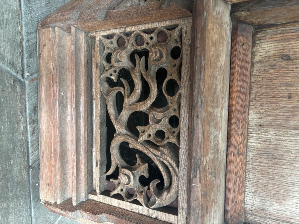Period Oak Small Pulpit Provenance Carved Oak Cathedral Window Panels View VII