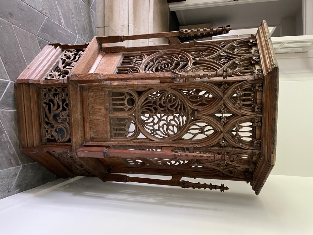Period Oak Small Pulpit Provenance Carved Oak Cathedral Window Panels View XIII