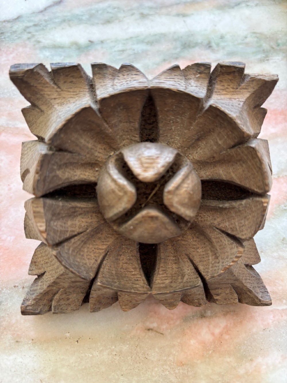 18th Century Carved Oak Tudor Rose Pierced Ceiling Boss