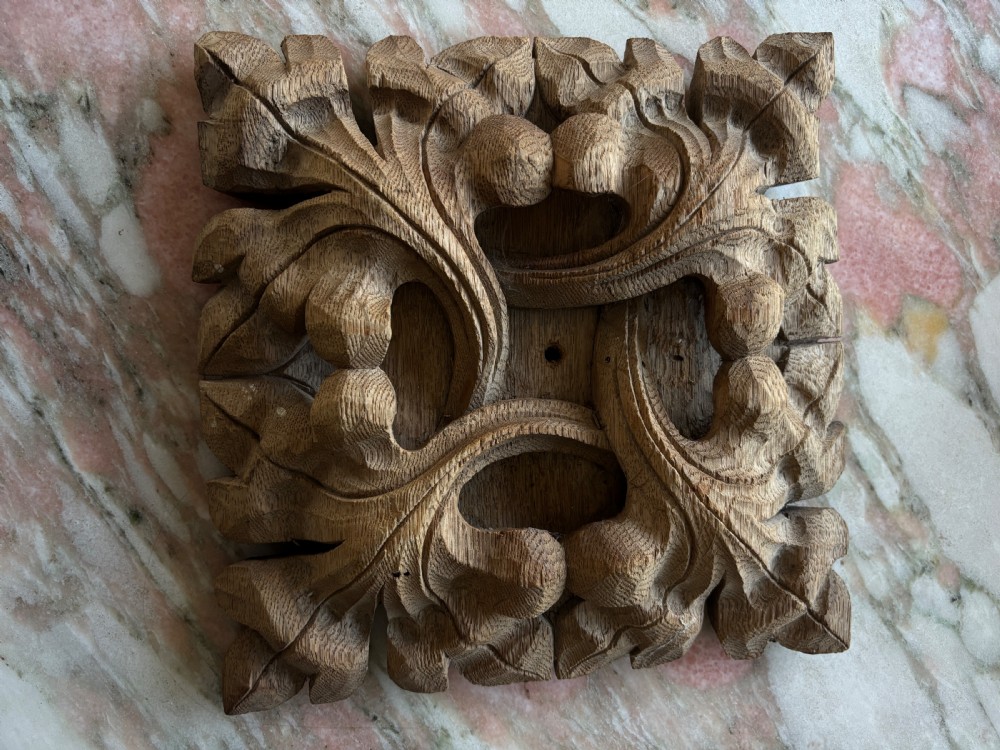 Large 17th Century Deeply Carved Pierced Oak Gothic Ceiling Boss 