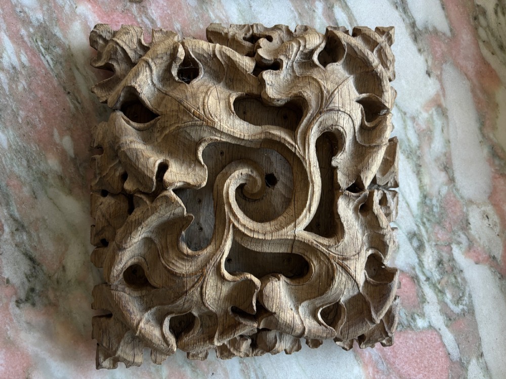 Large 17th Century Deeply Carved Oak Ecclesiastical Ceiling Boss