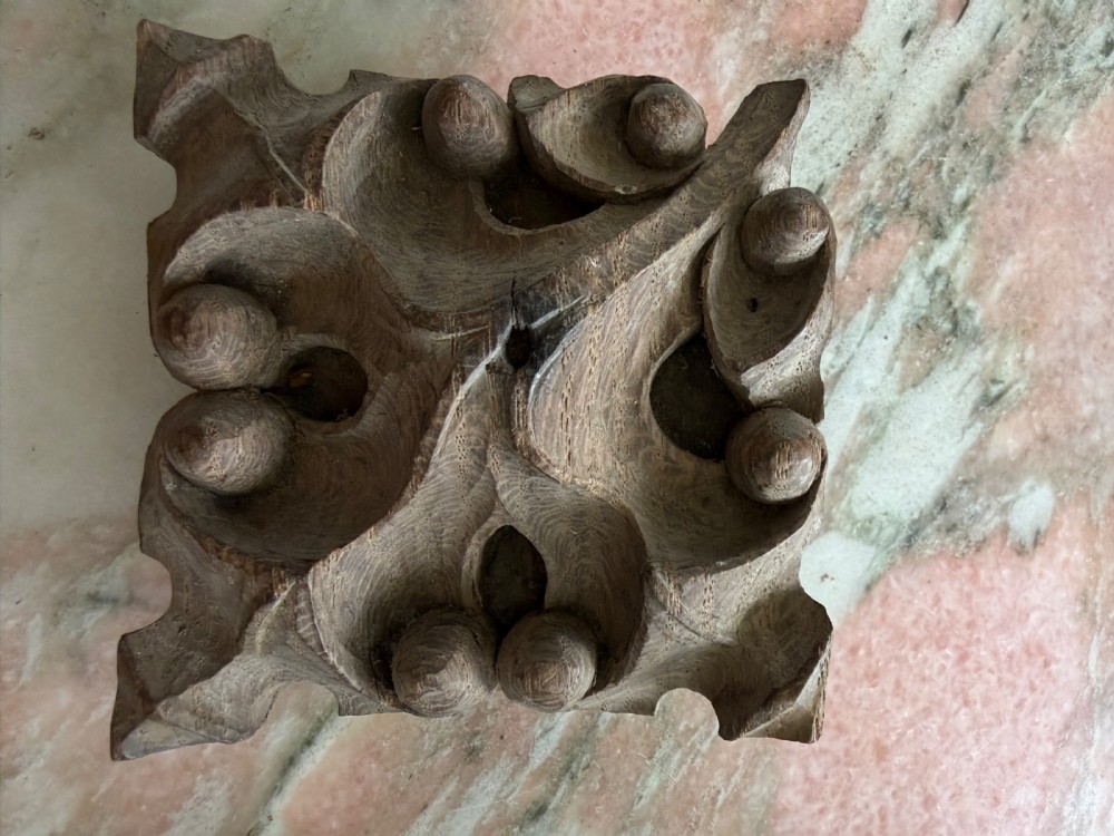 18th Century Carved Oak Pierced Ceiling Boss Leaf