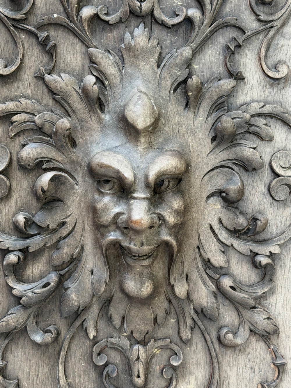 19th Century Large Carved Oak Masked Panel  View II