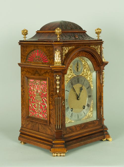 fig 2. A fine quality burr walnut Bracket clock by Lenzkirch, c.1898