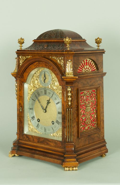 fig 3. A fine quality burr walnut Bracket clock by Lenzkirch, c.1898