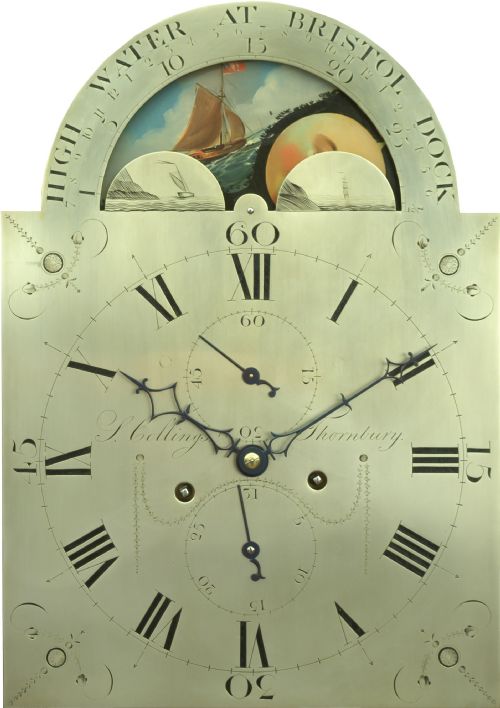 fig 2. A fine quality flame mahogany 8 day longcase clock by Samuel Collings of Thornbury c.1800