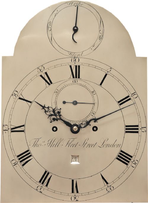 fig 1. A fine quality George III flame mahogany longcase clock