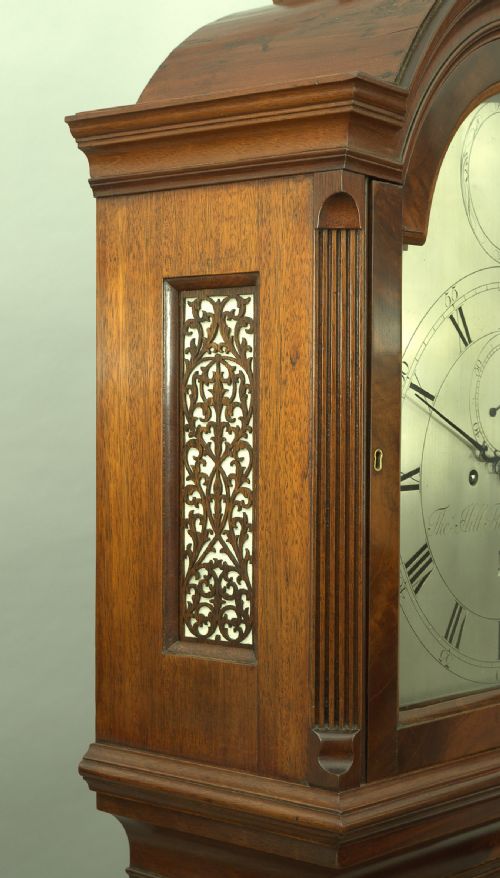 fig 4. A fine quality George III flame mahogany longcase clock