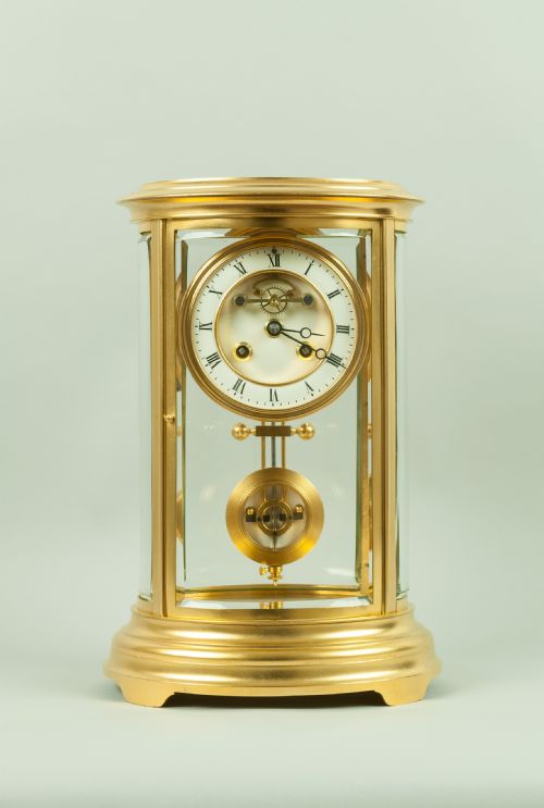 Oval French Four Glass Mantel Clock
