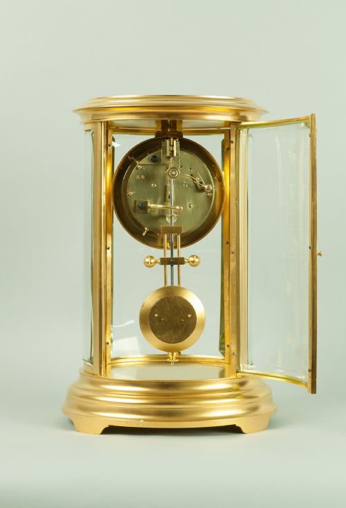 fig 1. Oval French four glass mantel clock