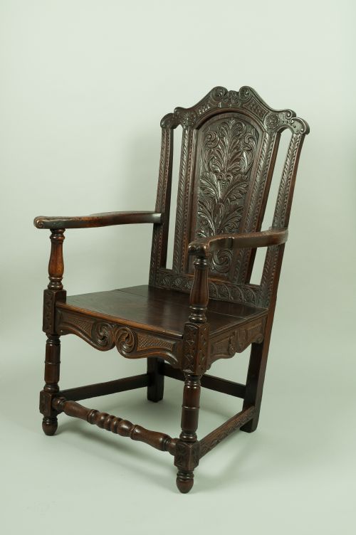 fig 2. A Good Quality Carved Oak Armchair