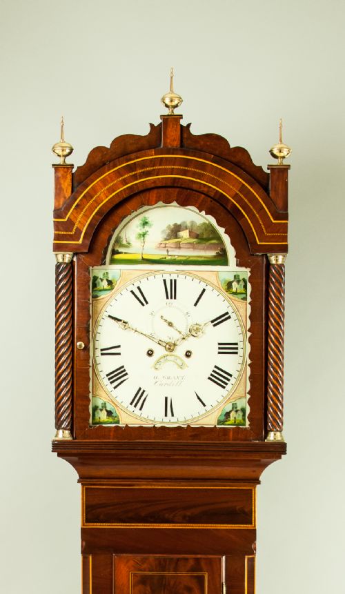 fig 1. Grant of Cardiff mahogany longcase clock, Circa 1840