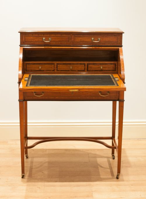 fig 2. EDWARDIAN SATINWOOD DESK - BUREAU - WRITING TABLE c.1900