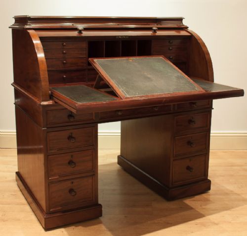 fig 1. Victorian Mahogany Cylinder - Roll Top Desk