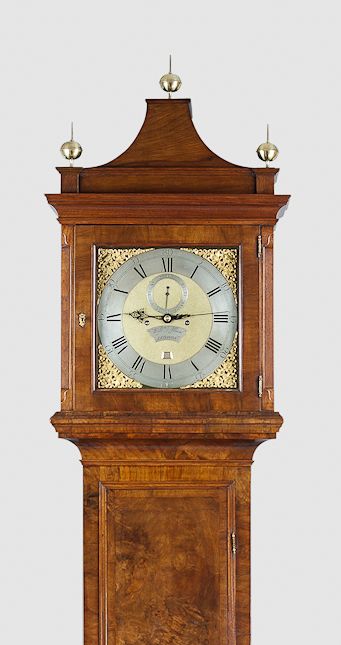 fig 1. A fine quality figured walnut longcase/grandfather clock by William Allam of London c.1760