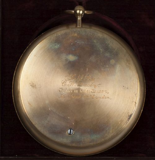 fig 5. Charles Wastell Dixey & Son - London. Excellent quality brass-cased aneroid barometer in birdseye maple display case, c.1890.