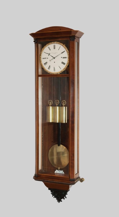 fig 1. A flame mahogany Biedermeier Viennese Wall Regulator, circa 1850