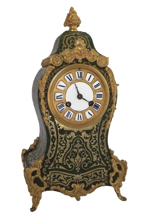 French Green Tortoisehell Boulle Clock C.1880